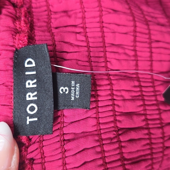Torrid Velvet Smocked Blouson Sleeve Crop Top 3x NWT NEW - Picture 9 of 11